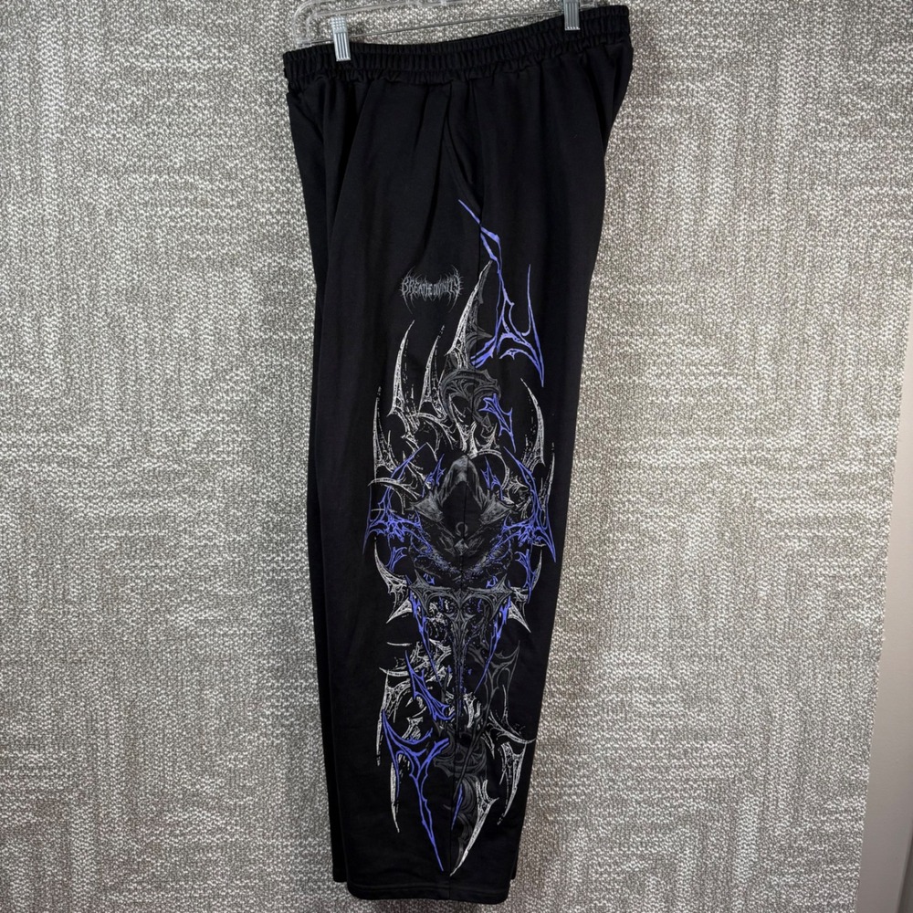 Breathe Divinity Graphic Sweatpants Mens XL Black Purple Gothic Cyber Sigilism - Picture 4 of 10